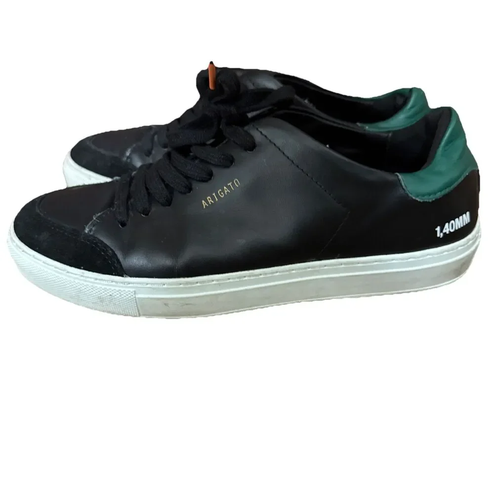 Chic‎ Axel Arigato Clean 90 Sneakers Black Green Real Fur Leather Sz 7.5